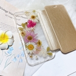 【手帳型】 押し花 スマホケース ＊Galaxy  iPhone13 クリア手帳型ケース＊ iPhoneケース ＊ iPhone12 iPhone12Pro iPhone12mini選べる5色
