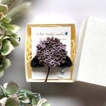 雨粒ゆれる秋色紫陽花の刺繍ブローチ＊ダスティパープル