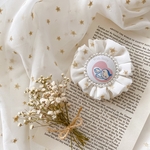 裏返っても安心！　ゴールドスター刺繍　両面パール付き　ふわふわシフォンのマタニティロゼット　シフォンロゼット　星柄　