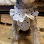 首元フリルのたすきリボンワンピ