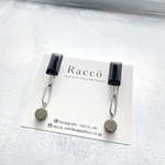 2way  rectangle & chain＋pyrite pierce ステンレスピアス