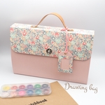 リバティ ☆drawing bag☆ 桜色リネン  お絵書き道具 リバティ