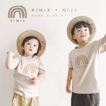 名入れ　NIJI  Tシャツ　出産祝い　リンクコーデ　名入り　虹　rainbow  兄弟コーデ　姉妹コーデ　兄妹コーデ　ブラウンコーデ　くすみカラー