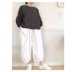 オフホワイトcottonキャンバス柔らかピエロパンツ☆バルーンパンツ　ゆったり　大きめ
