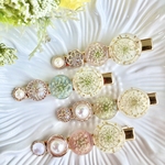 パステルレースフラワーとカボションのヘアクリップ