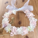 《新色❗️送料込み》　花冠ベビーキッズ　　　　　【真っ白紫陽花✨】　　　　　【コットンパール☆ライトパープル】　　　『ピンクベージュ×ピュアホワイト紫陽花』　　　　　