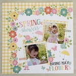 スクラップブッキング  12インチ完成品　SPRING shower BRING FLOWERS