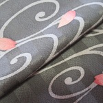灰色 観世水に桜模様 正絹紋意匠 丹後ちりめん No.100-4 おくみ部分【230cm×18cm】振袖の解き 和布 リメイク素材 silk100%