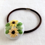 刺繍ヘアゴム　ひまわり