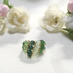 ☘️新緑の季節〜グリーン水晶（グリーンクォーツ）とグリーンメノウ、スワロフスキーのグラデーションリング〜