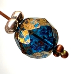 カプリな、ブロンズフレック。8個set8㎜カプリブルー×ブロンズフレック　チェコビーズ　ファイアポリッシュ