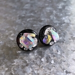 glass round nuance crystal black Earrings  ③