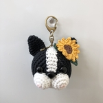 フレンチブルドッグイニシャルキーホルダー　パイド　ひまわり