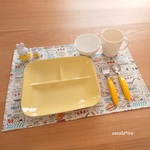 ラミネート💦ランチョンマット　32cm×45㎝　　* ランチレシピ　col. ivory