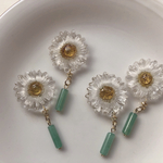 夏日とマーガレットの花　イヤリング&ピアス　選べるパーツ