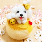羊毛フェルト はちみつパンケーキ マルチーズ ♬.*ﾟ 犬 ぬいぐるみ
