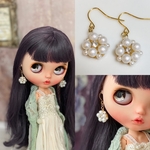 ドール用💐パールピアス💍オフホワイト🤍💛キラキラ 宝石ピアス ブライス ドールピアス