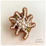 ビーズ刺繍ブローチ　〜Coup de Coeur 〜 Pearlpearlpearl