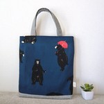 【k様ご予約】赤い傘を持ったくま×ヒッコリー バッグ