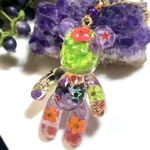 くまさん♡お花❁⃘*.゜初号機カラー✨くまさんオルゴナイトチャーム