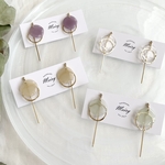 ピアス くすみパステル×繊細ゴールドロングスティック ピアス / イヤリング / チタンピアス / 樹脂ピアス / シンプル