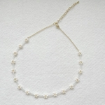 white pink flower ビーズ ネックレス