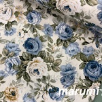 110×50★綿プリント★薔薇 ★サックス