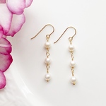 14KGF 淡水パール ピアス Trio
