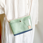 CHYOP✩.*˚ ミントグリーン×ネイビー✩.*˚倉敷帆布おでかけサコッシュ　ポシェット　pvc