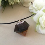 オルゴナイト モリオン(黒水晶) ゴールド Mサイズ ネックレス & スワロフスキービーズチャーム
