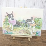ボストンテリア　キャンバスアート　アジサイ