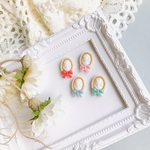 ℝ𝕚𝕓𝕓𝕠𝕟 𝕔𝕒𝕞𝕖𝕠⑅⑅  ピアス／イヤリング カメオ アンティーク コーラルピンク ミントグリーン リボン