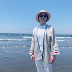 送料無料 🩵SALE🩵 藍×白×赤 トリコロールカラーが爽やかなリネン ショート丈の羽織り