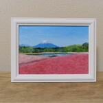 油絵原画『一面の芝桜』　額縁付き