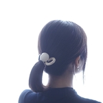 Wood hairtie◎ネイビー×ベージュのバイカラーゴム　ウッドヘアゴム兼ブレスレット 
