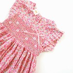 【ラスト150cmのみ】花柄スモッキング刺繍ワンピース