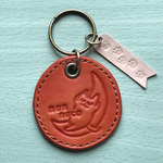 本革　レザー　レザークラフト　ねこ　かわいい　キーホルダー　バッグチャーム　500円玉入れ  刻印