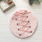 ピンクレースアップベレー帽