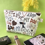 I LOVE MY DOG ワンちゃん柄 化粧ポーチ マスク入れ など プチギフト  マチ付き 可愛い ファスナーポーチ