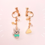 ねずみとチーズのイヤリング/ピアス(グリーンリボン)