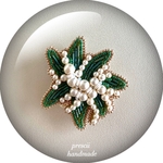 ビーズ刺繍ブローチ　スズランブーケ