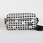 大きいサイズ　生成り　CAT　FACE柄プリント生地　シンプルショルダーバッグ♪　Fm2 Lab.