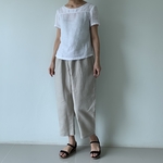 ゆったりパンツ２号　リラックスリネンワイドパンツ　生成り　リネン　オールシーズンタイプ