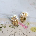 ハートと花束 ピアス/イヤリング