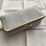 【mar＊＊様専用】ミナペルホネンde BOX型がま口ポーチ＊ミントに黄色チェックchoucho
