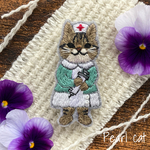 ニャースの刺繍ブローチ【キジトラ】