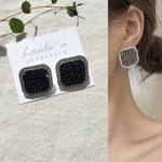 Laule'a accessory 大ぶり　スクエア　ピアス　イヤリング　ブラック　キラキラ　シルバー925