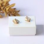 有田焼 陶片 x 金継ぎ ピアス イヤリング （金彩陶片、シトリン)