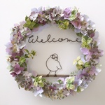 ぷっくり文鳥のWelcomeモーヴハイドランジアリース 