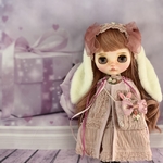 ブライス  アウトフィット　Blythe outfit 姫うさぎセット　くすみピンク